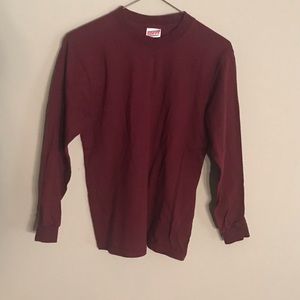 Soffe Brand Long Sleeve TEE Shirt. Burgundy Color. Youth Size L (14-16).